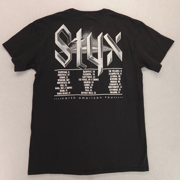 Styx North American Tour Band Short Sleeve Crew Neck Shirt Mens Size M Black - Picture 9 of 9